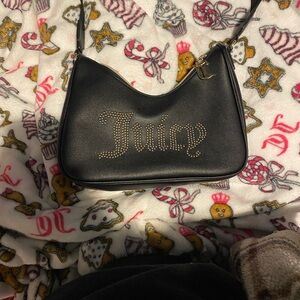 Juicy Couture Black Shoulder Bag With Letter Rhinestones